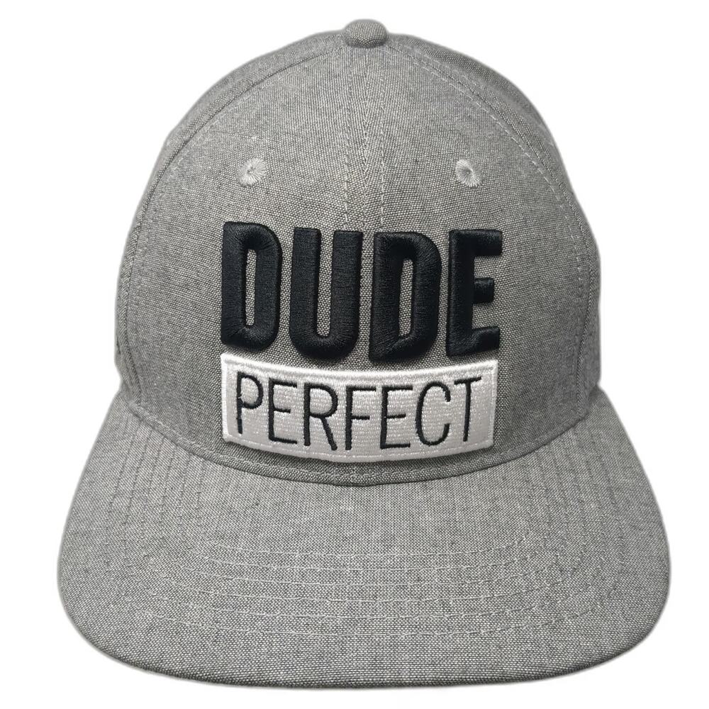 Dude Perfect Snapback Hat Gray Black White One Size 2021 Tour Logo Underbrim